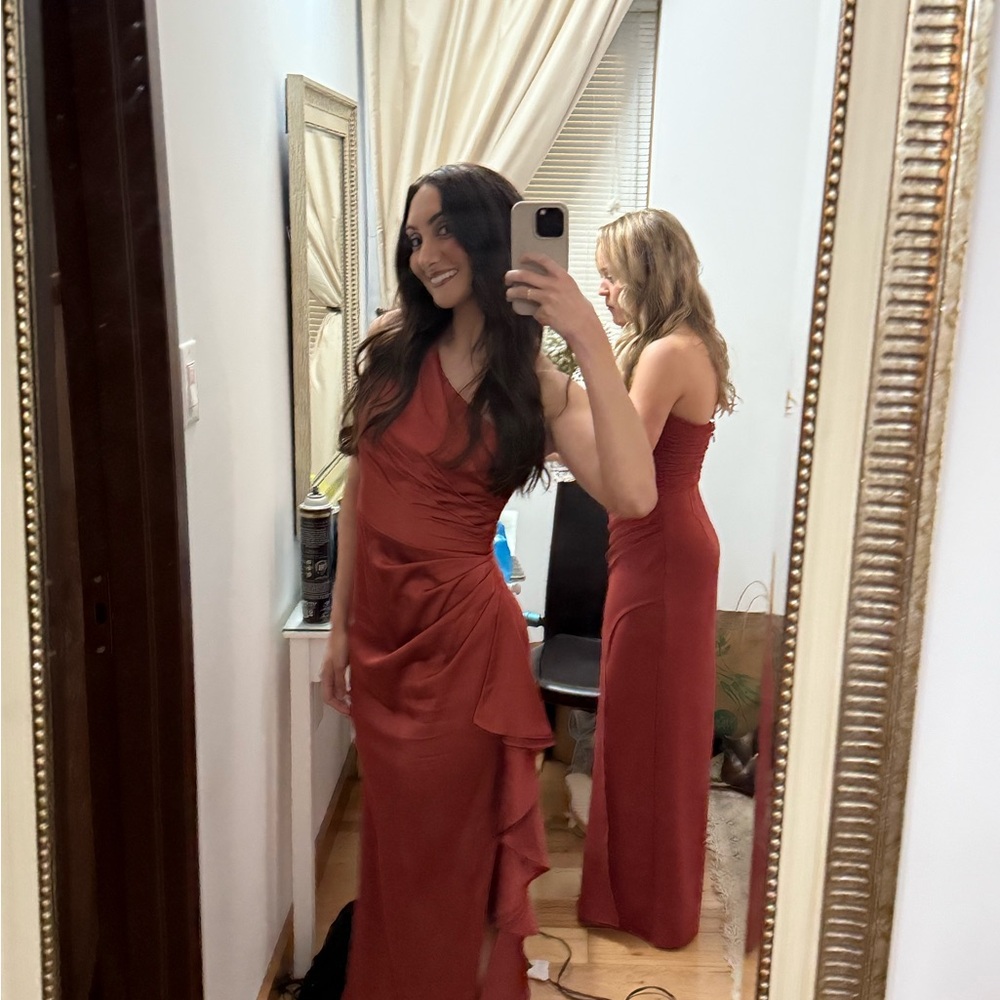 Elegant Rust/Teracotta Bridesmaid Gown